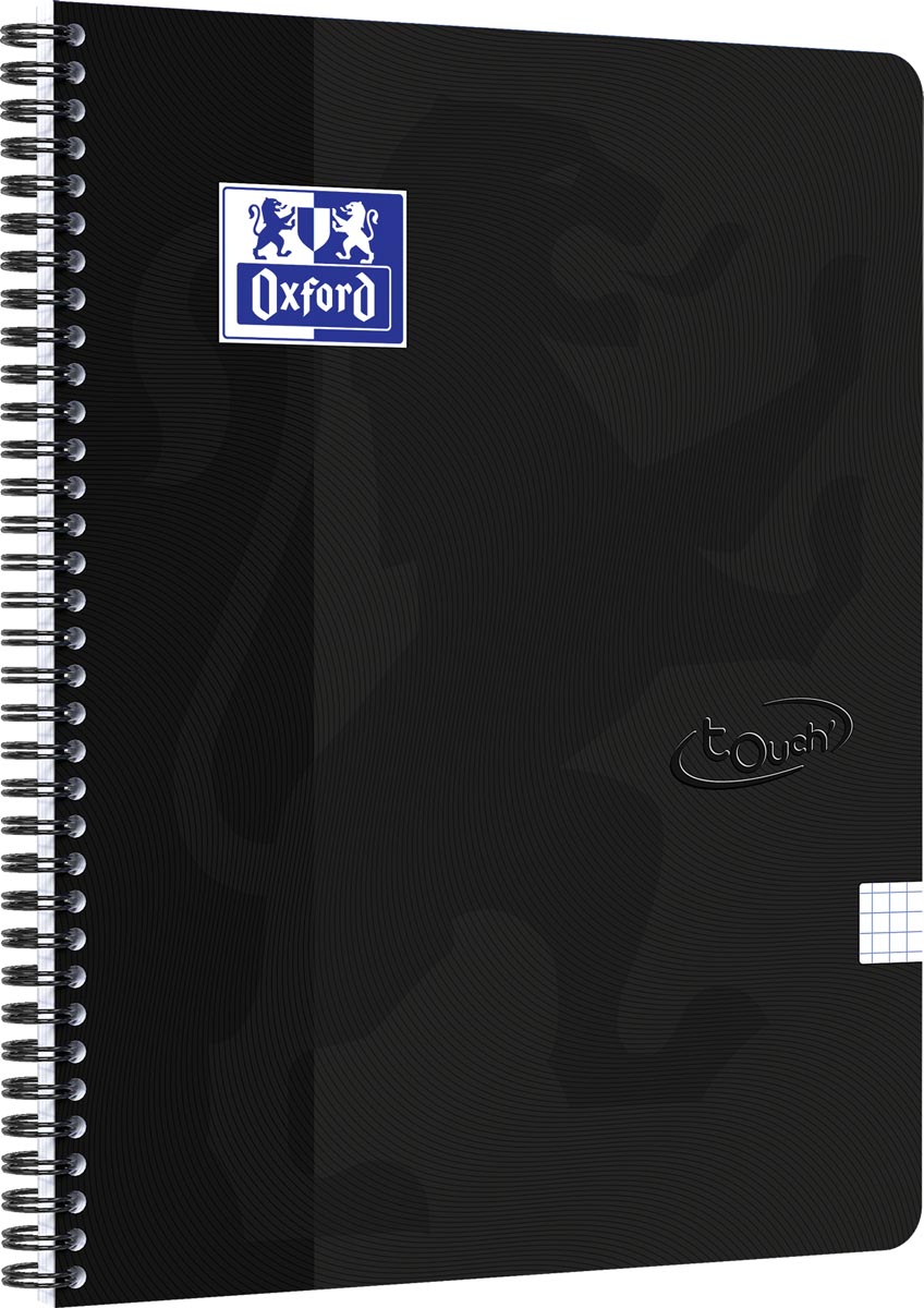 Oxford School Touch spiraalblok, ft A4, 140 bladzijden, geruit 5 mm, zwart afbeelding