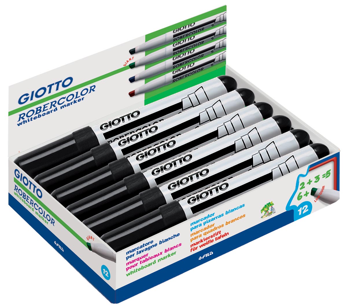 Giotto Robercolor whiteboardmarker maxi, schuine punt, zwart afbeelding