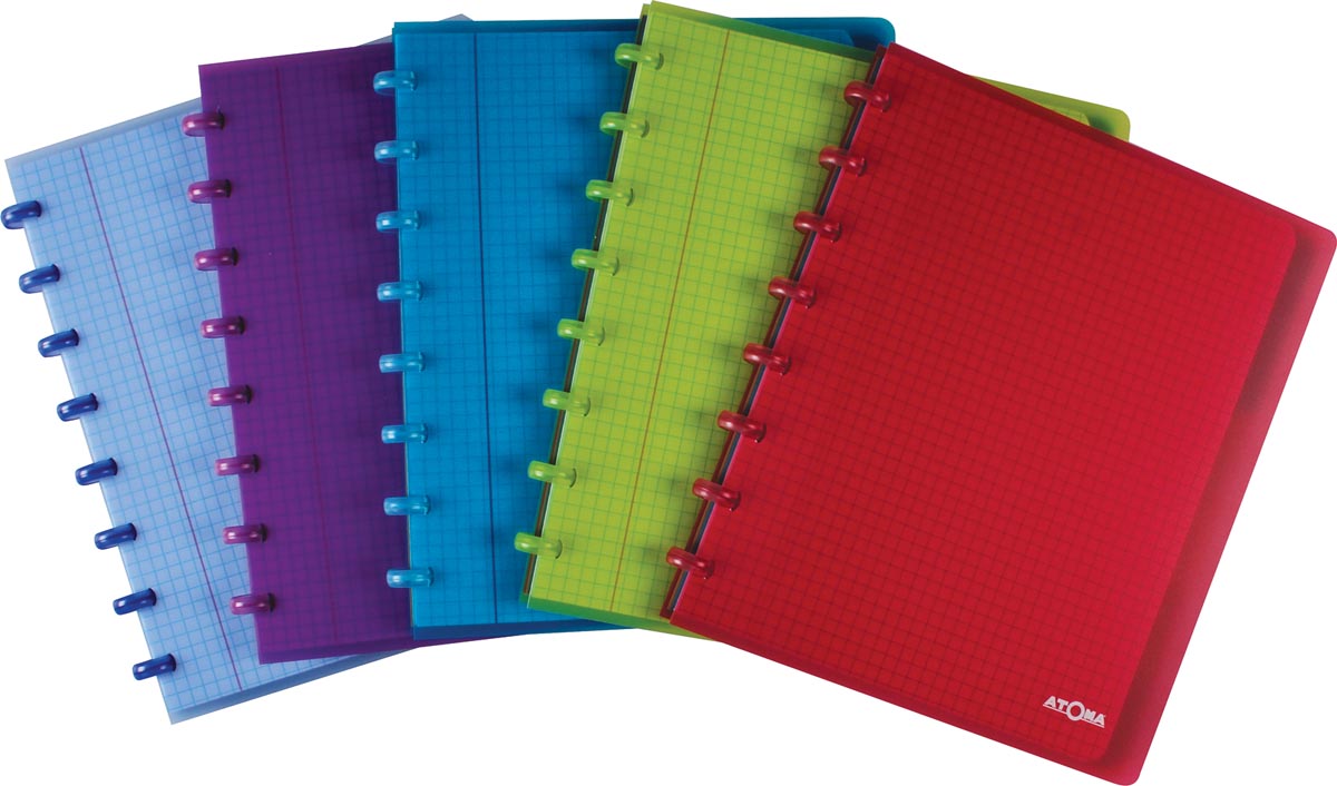 Atoma Trendy schrift, ft A5+, 120 bladzijden, geruit 5 mm, met 6 tabbladen, in geassorteerde kleuren afbeelding