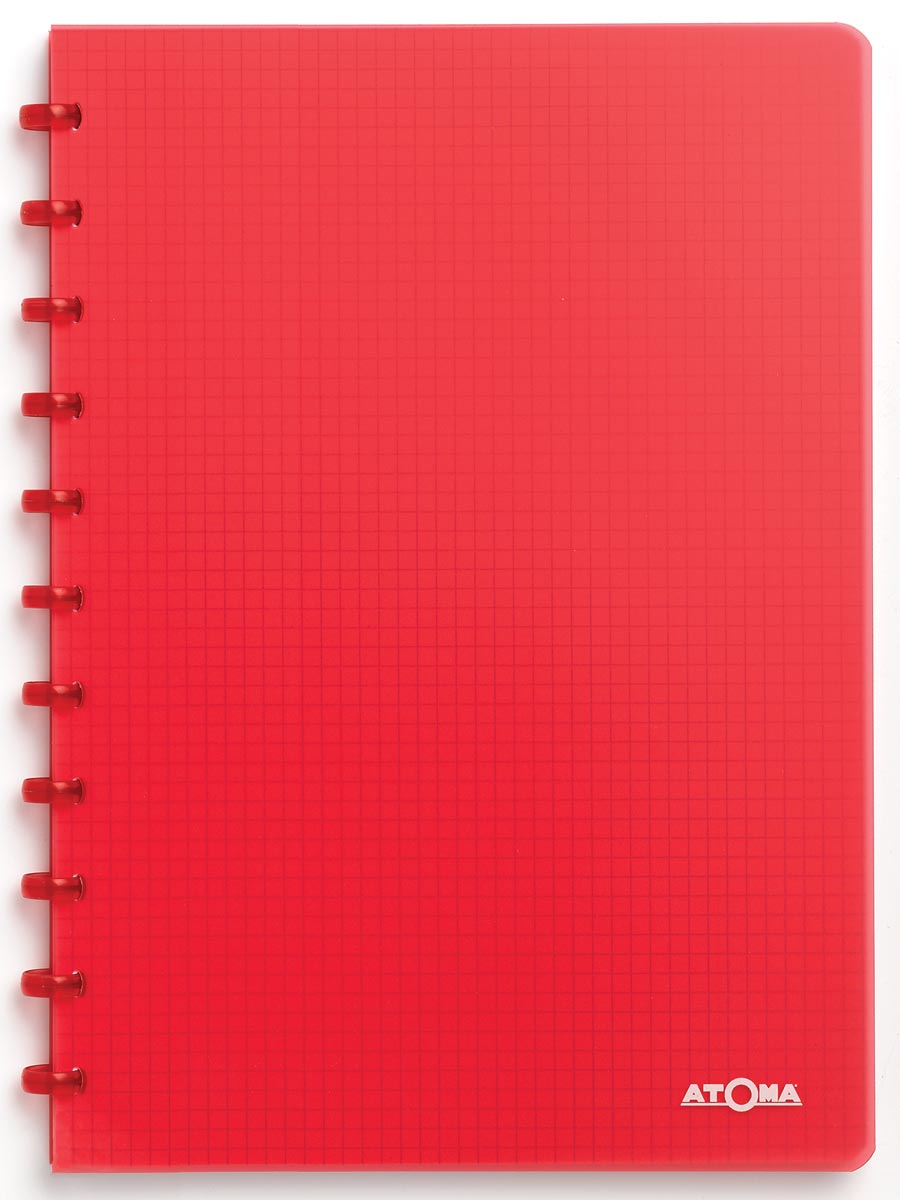 Atoma Trendy schrift, ft A4, 144 bladzijden, geruit 5 mm, transparant rood afbeelding