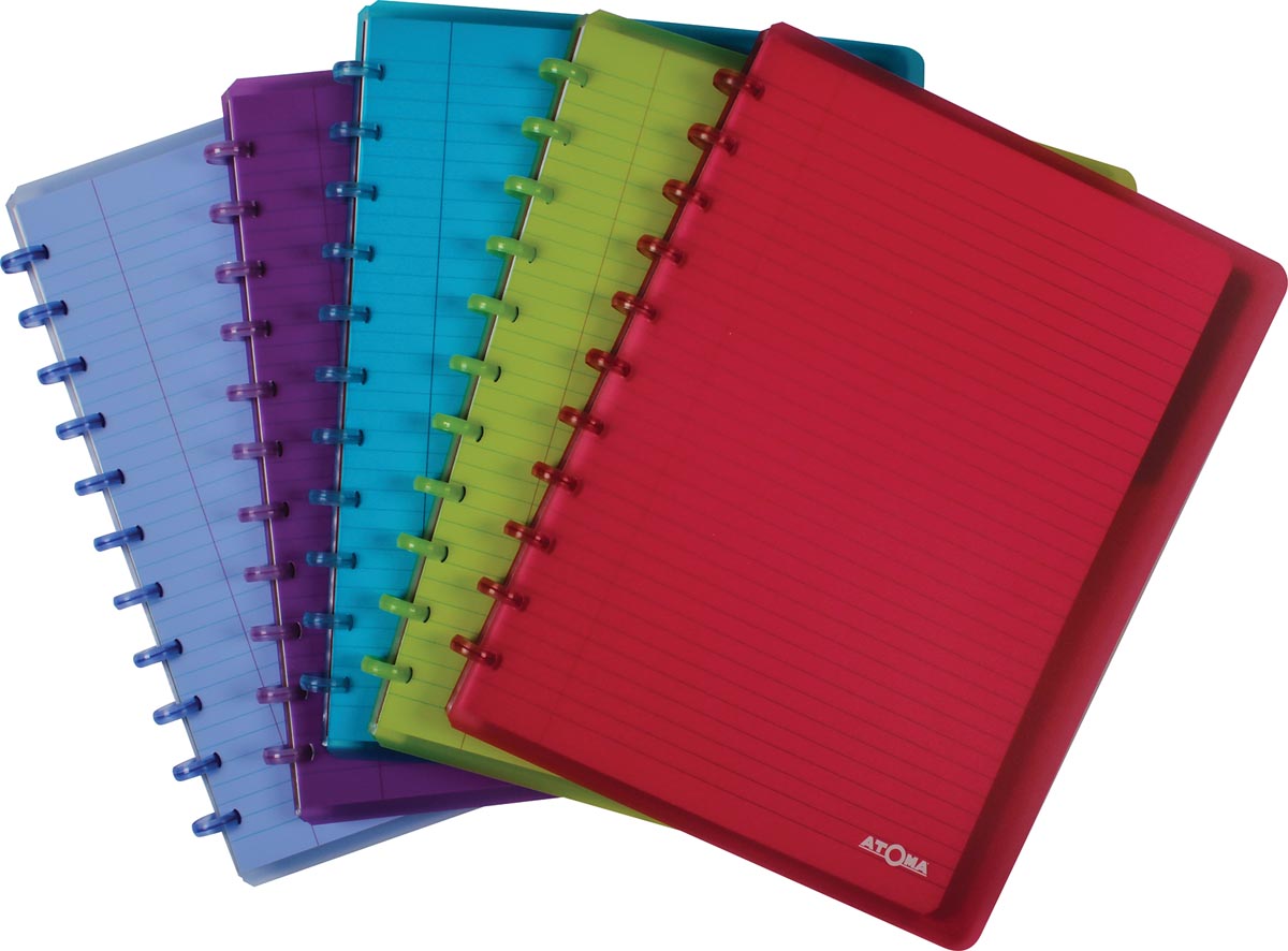 Atoma Trendy schrift, ft A4 +, 120 bladzijden, gelijnd, met 6 tabbladen en 5 showtassen, in geassorteerde afbeelding