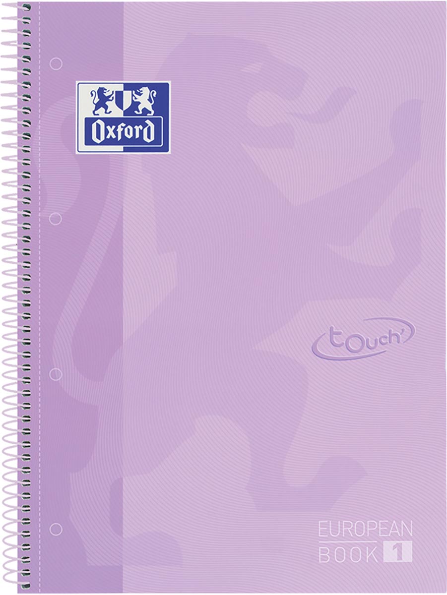 Oxford School Touch Europeanbook spiraalblok, ft A4+, 160 bladzijden, gelijnd, pastel paars Oxford School Touch Europeanbook spiraalblok, ft A4+, 160 bladzijden, gelijnd, pastel paars
