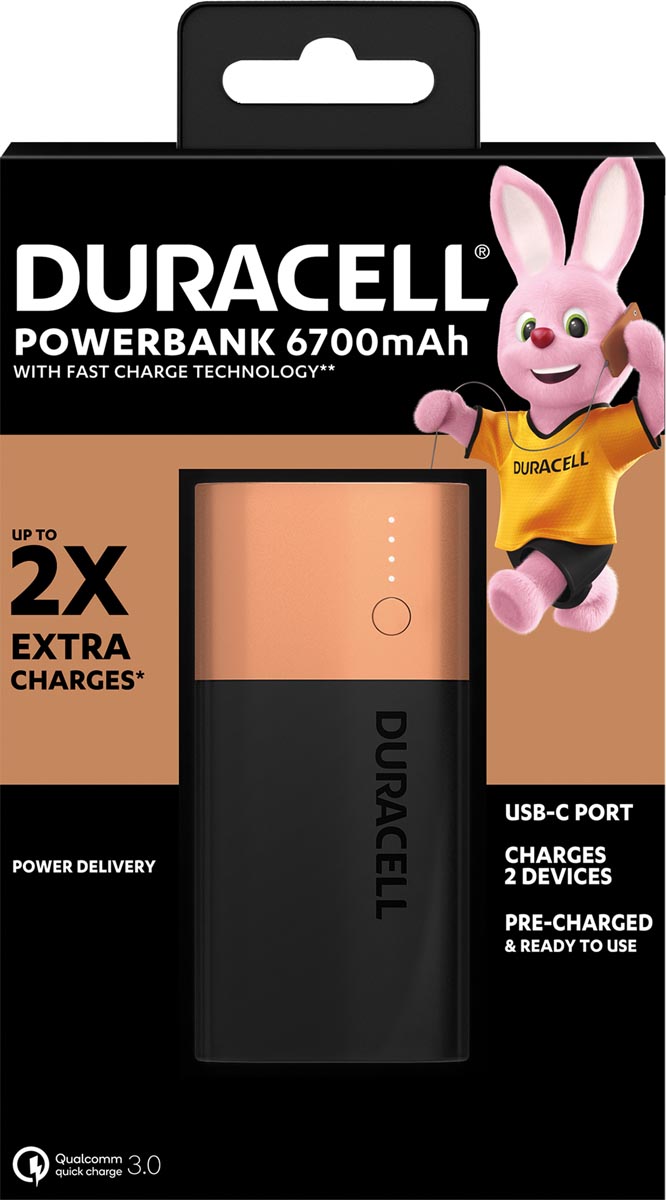 Duracel powerbank 6700 MaH 1.5, zwart-koper, 1 stuk Duracel powerbank 6700 MaH 1.5, zwart-koper, 1 stuk
