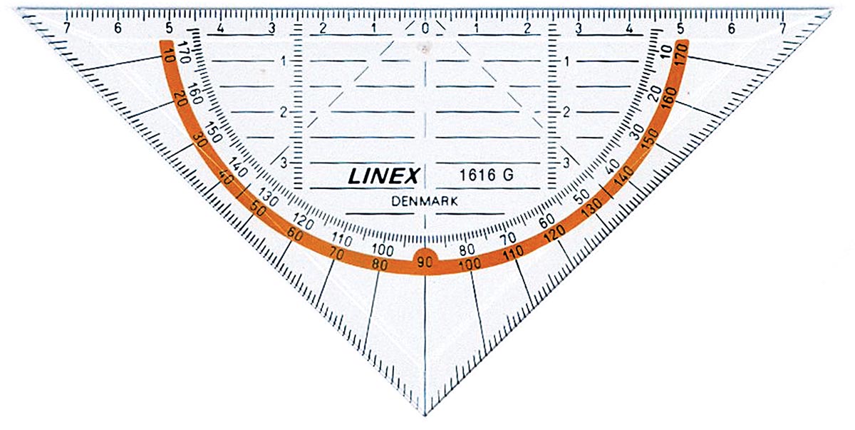 Linex geodriehoek 1616G, 16 cm afbeelding