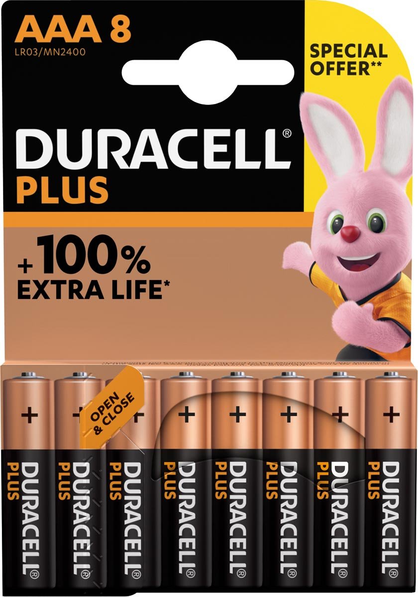 Duracell batterij Plus 100% AAA, blister van 8 stuks afbeelding