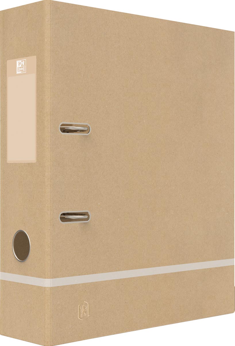 Oxford Touareg ordner, uit karton, ft A4, rug van 8 cm, naturel en wit afbeelding