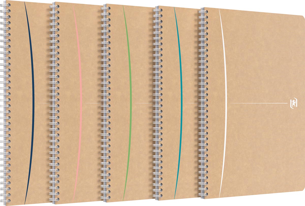Oxford Touareg spiraalschrift, 180 bladzijden, ft A4, geruit 5 mm, geassorteerde kleuren afbeelding