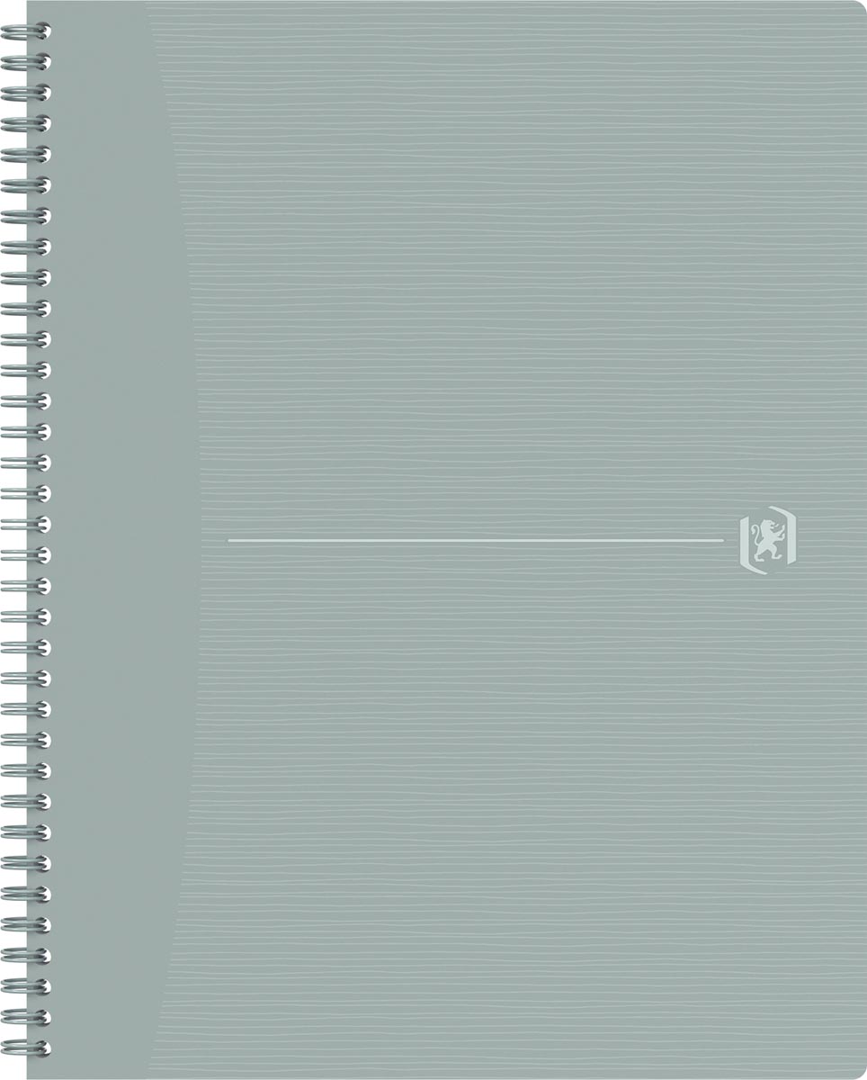Oxford Origin spiraalschrift, ft A4+, 140 bladzijden, geruit 5 mm, grijs afbeelding