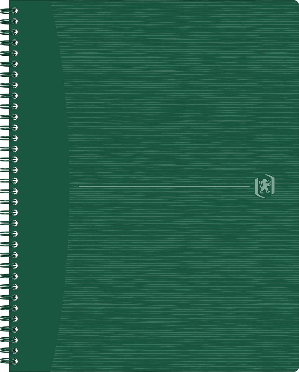 Oxford Origin spiraalschrift, ft A4+, 140 bladzijden, geruit 5 mm, groen afbeelding