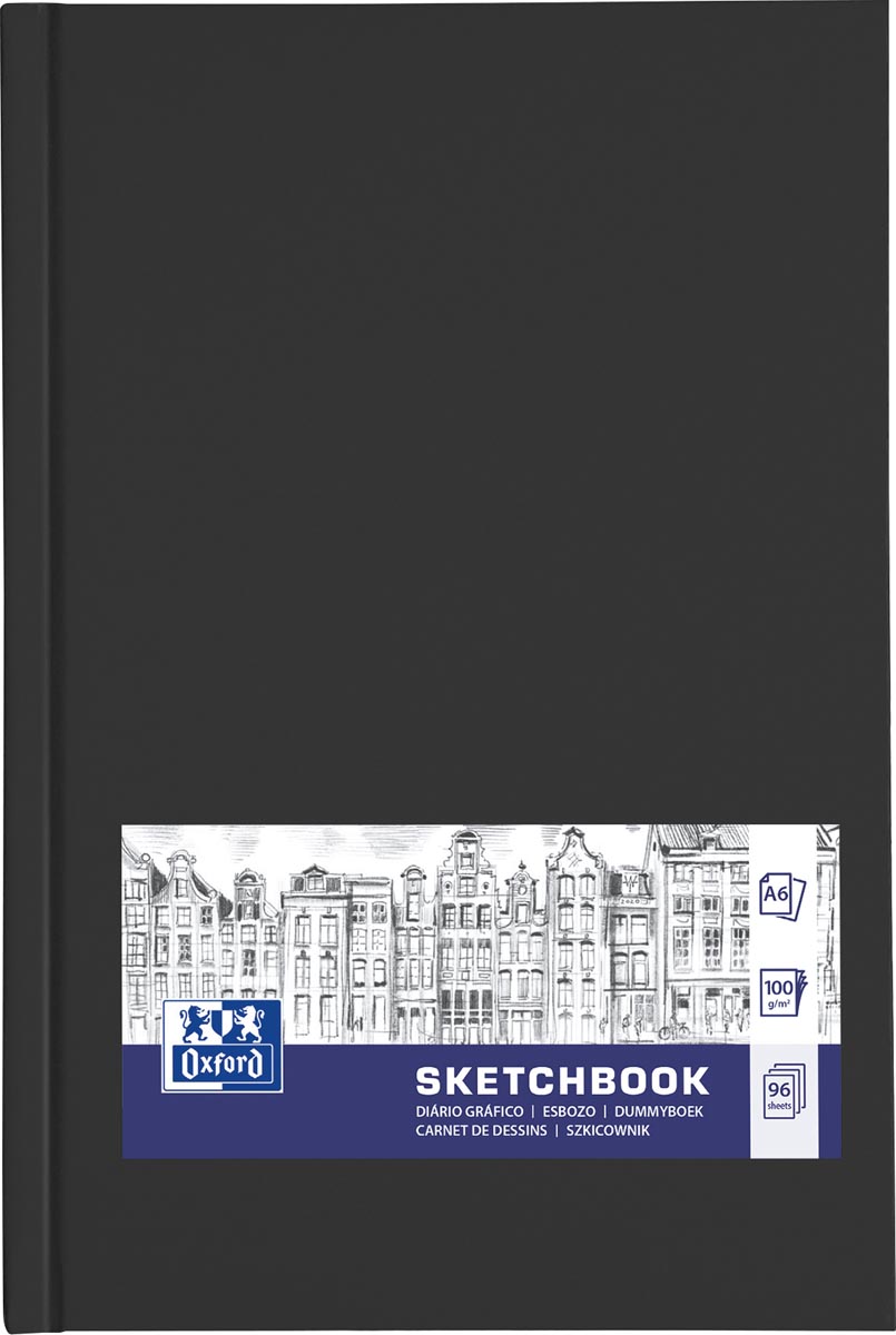 Oxford - Schetsboek A6 - harde kaft - 192 pagina's - 100g papier - zwart