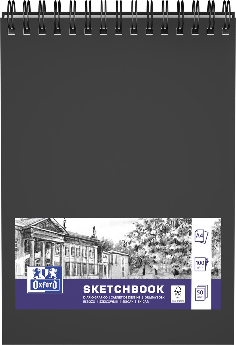Oxford schetsboek, 50 vel, 100 g/m², ft A4, zwart afbeelding