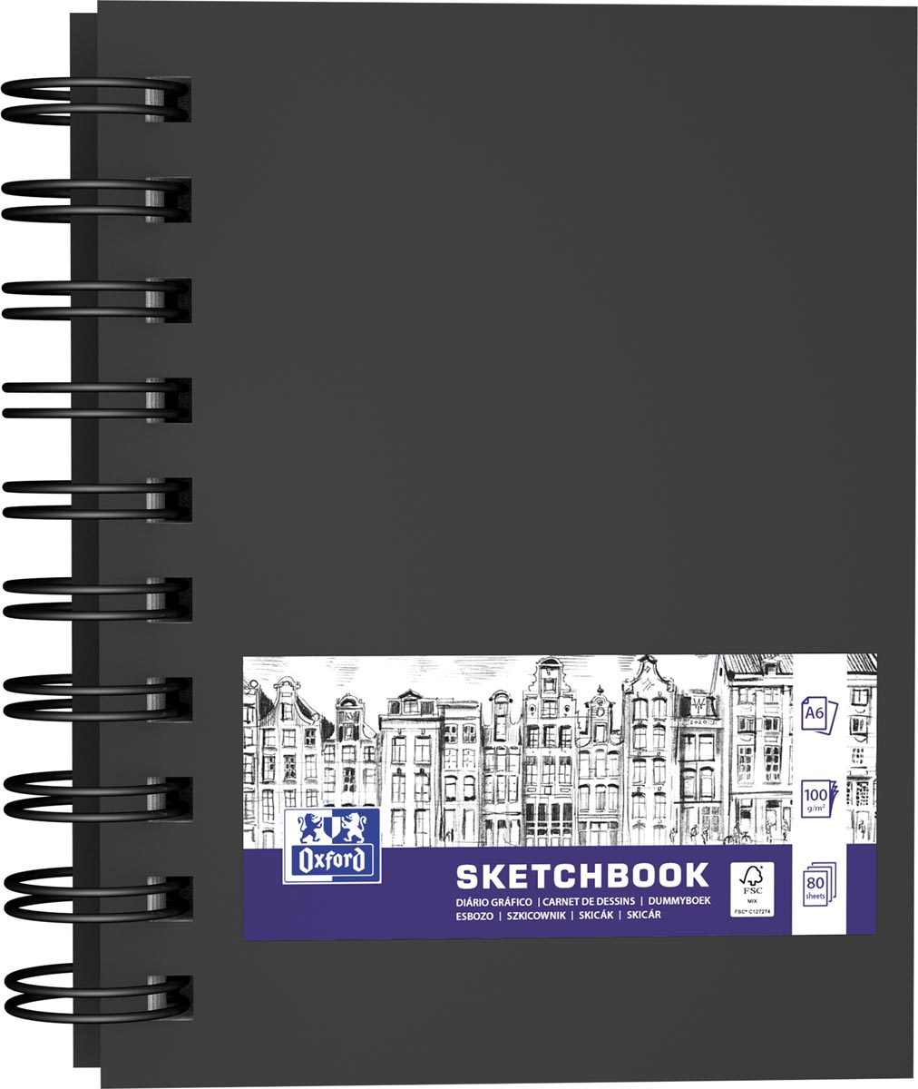 Oxford schetsboek, 80 vel, 100 g/m², ft A6, zwart afbeelding