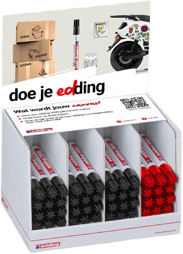Edding permanent marker 3000, zwart en rood, display van 48 stuks