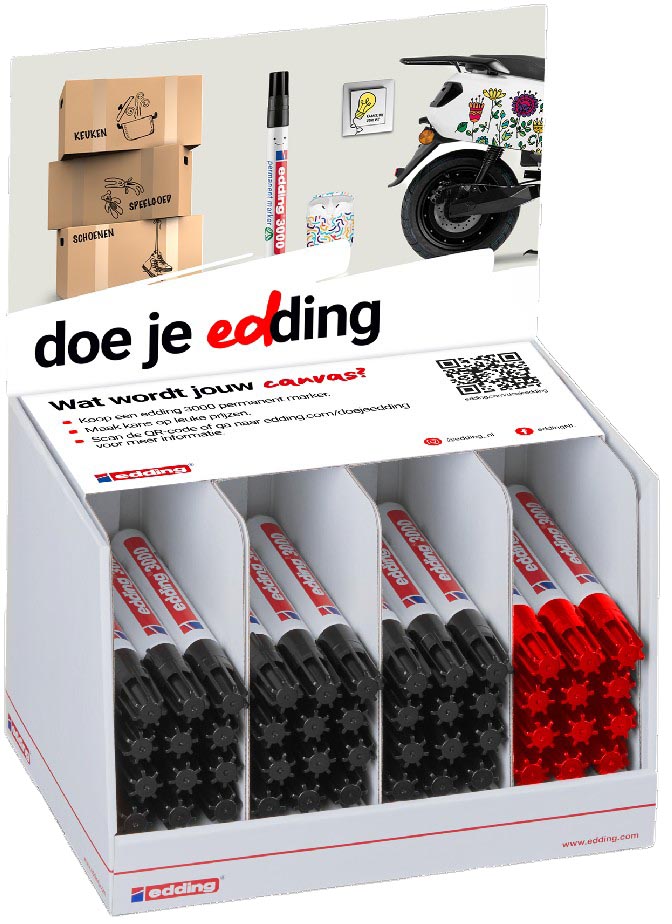 permanent marker 3000, zwart en rood, display van 48 stuks by edding – product photo