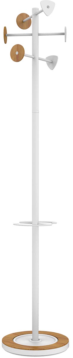 Unilux kapstok Bora Bamboo, hoogte 178 cm, 6 kledinghaken, met parapluhouder, wit