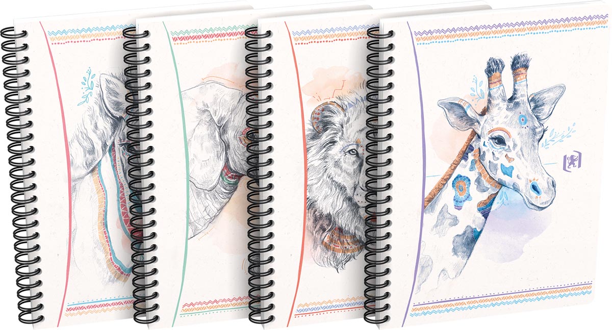Oxford Boho Spirit spiraalschrift, ft A5, 120 bladzijden, geruit 5 mm, geassorteerde kleuren afbeelding