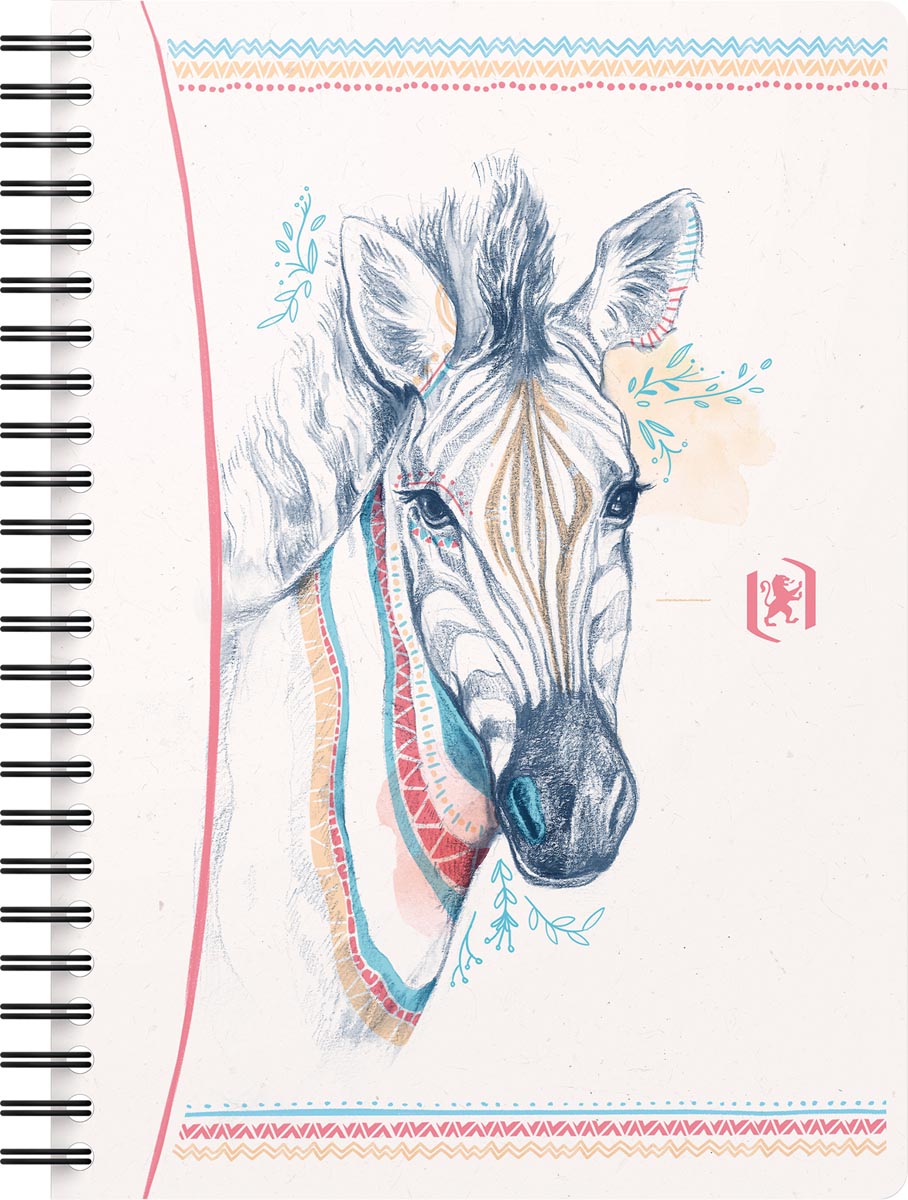 Oxford Boho Spirit spiraalblok, ft A5, 120 bladzijden, gelijnd, zebra Oxford Boho Spirit spiraalblok, ft A5, 120 bladzijden, gelijnd, zebra