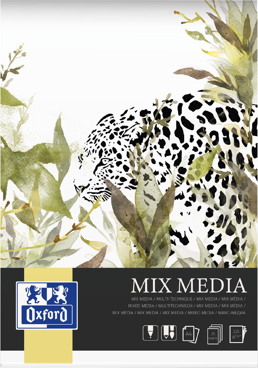 Oxford mixed media blok A4, 25 vel, 225 g/m² afbeelding