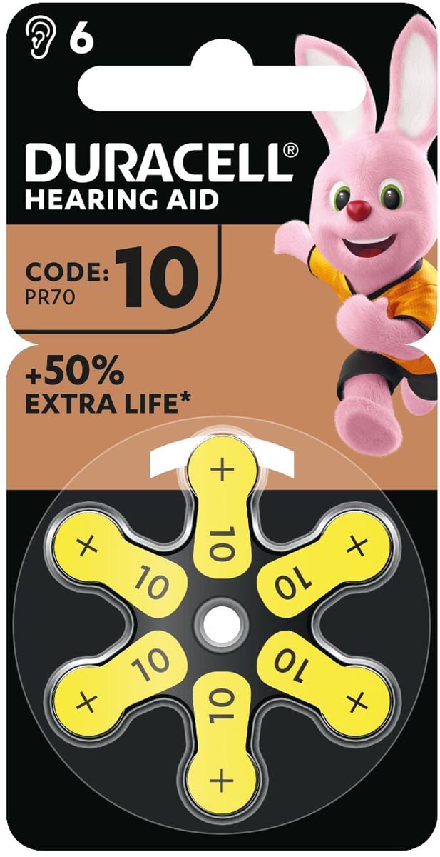 Duracell hoortoestelbatterijen DA10, blister van 6 stuks