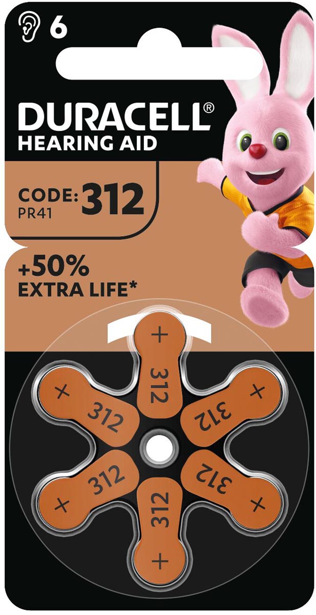 Duracell hoortoestelbatterijen DA312, blister van 6 stuks afbeelding