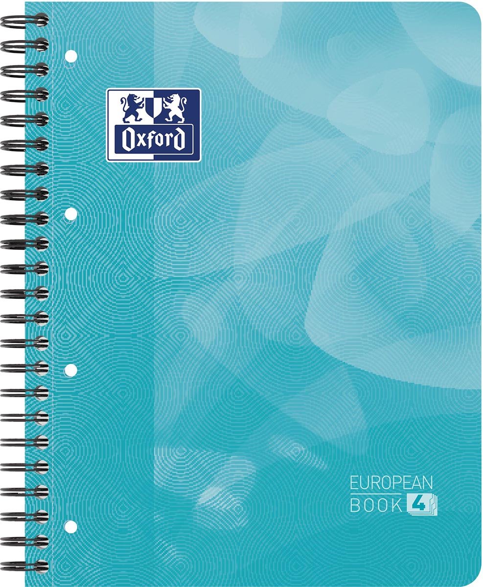 Oxford School Projectbook spiraalschrift, ft A4+, 4-gaats, gelijnd, aqua blauw afbeelding