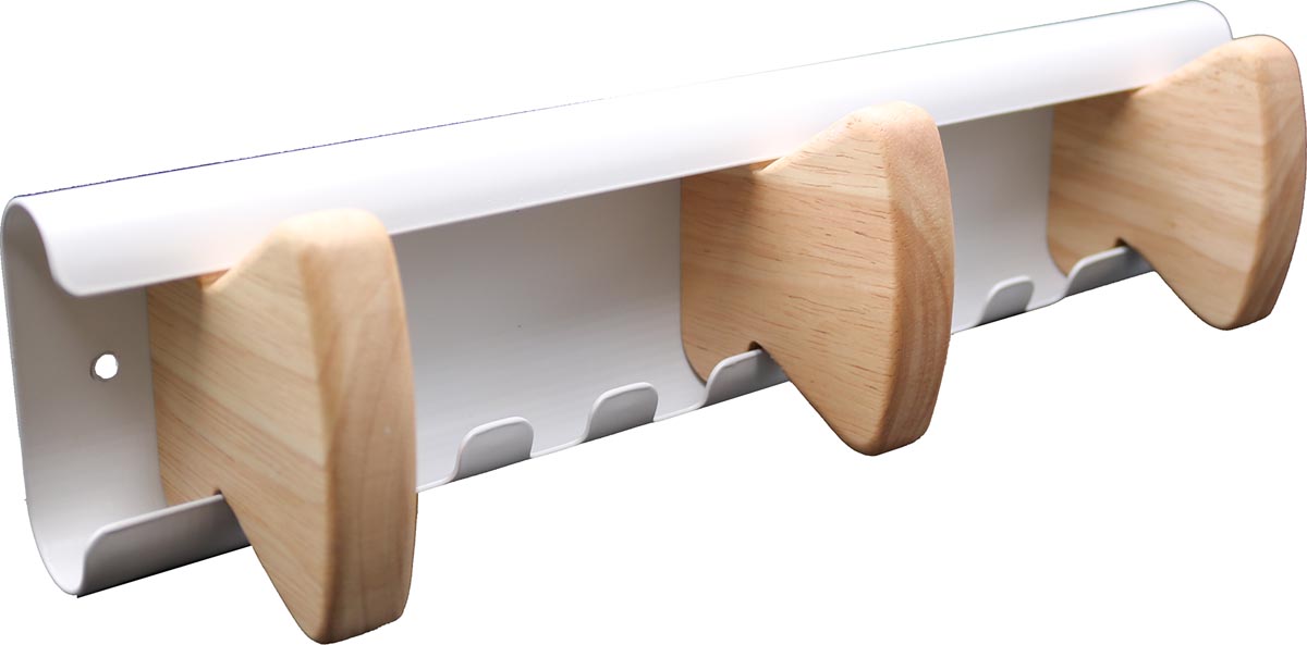 Unilux muurkapstok Aurora, wit, 3 haken afbeelding
