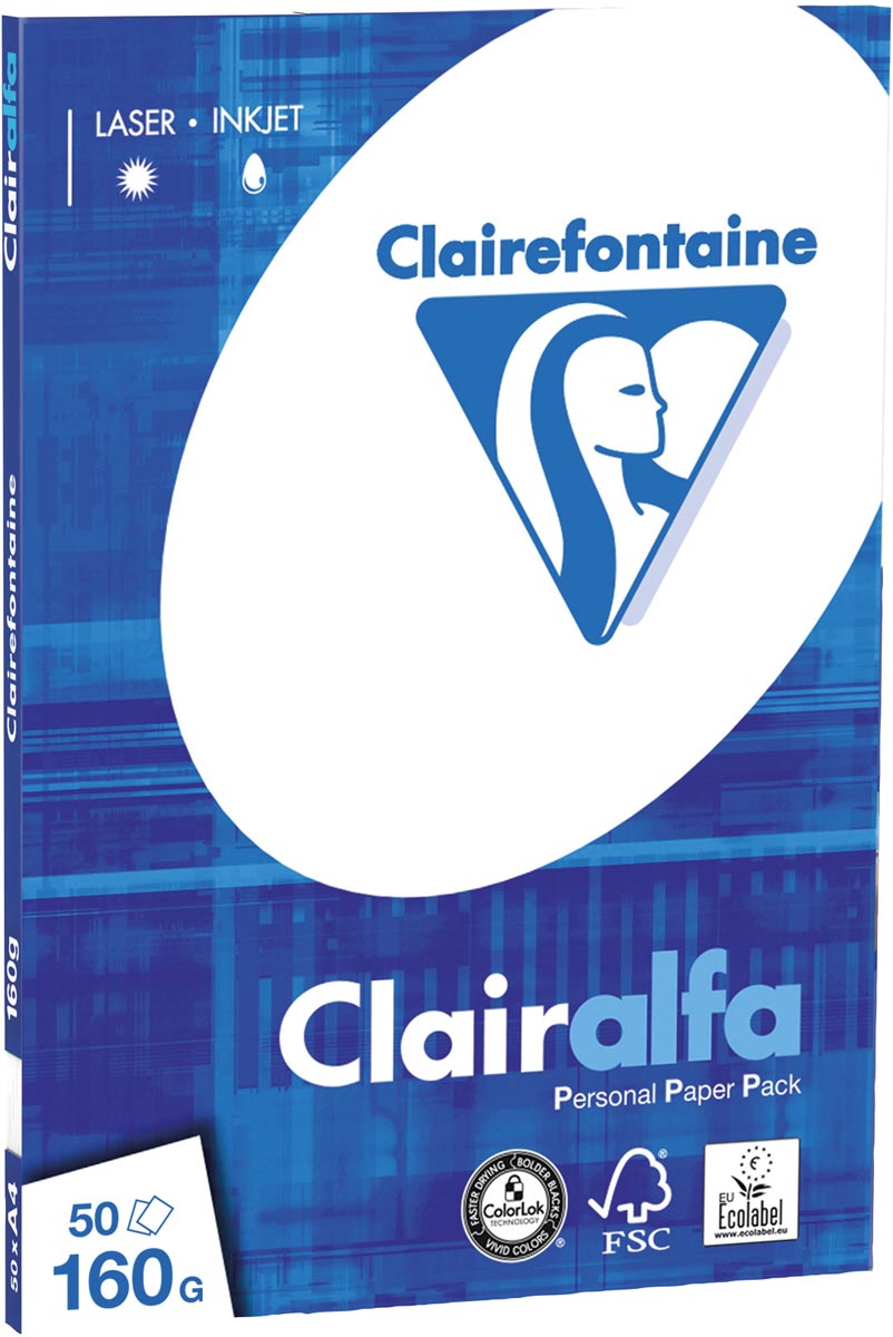 Clairefontaine Clairalfa presentatiepapier A4, 160 g, pak van 50 vel