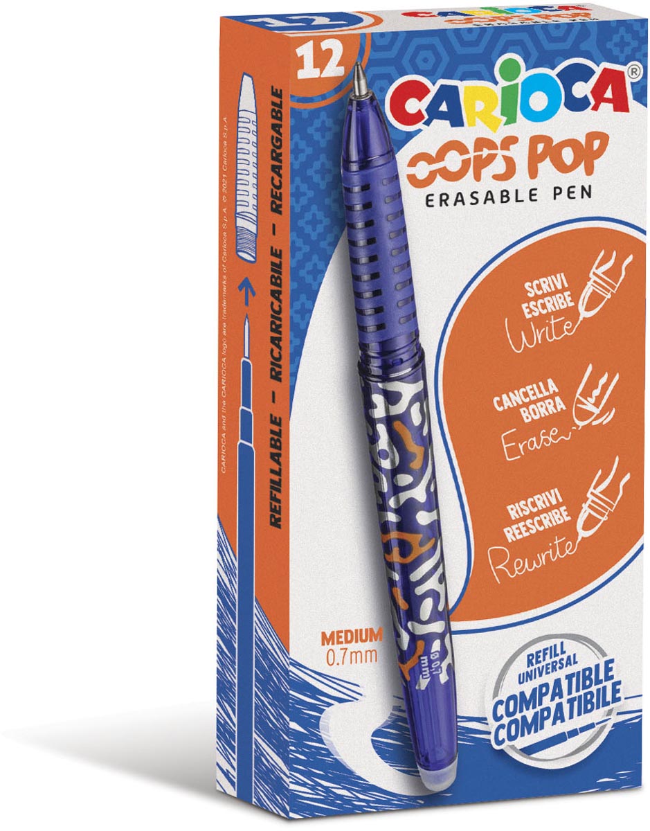Carioca gelroller Oops Pop, medium, uitwisbaar, doos van 12 stuks, blauw afbeelding