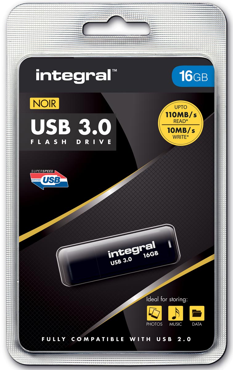 Integral USB stick 3.0, 16 GB, zwart afbeelding