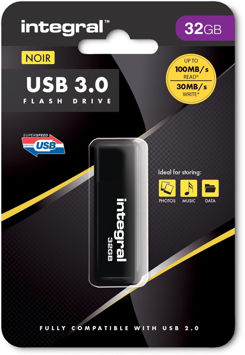 Integral USB stick 3.0, 32 GB, zwart
