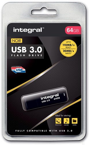 Integral USB stick 3.0, 64 GB, zwart