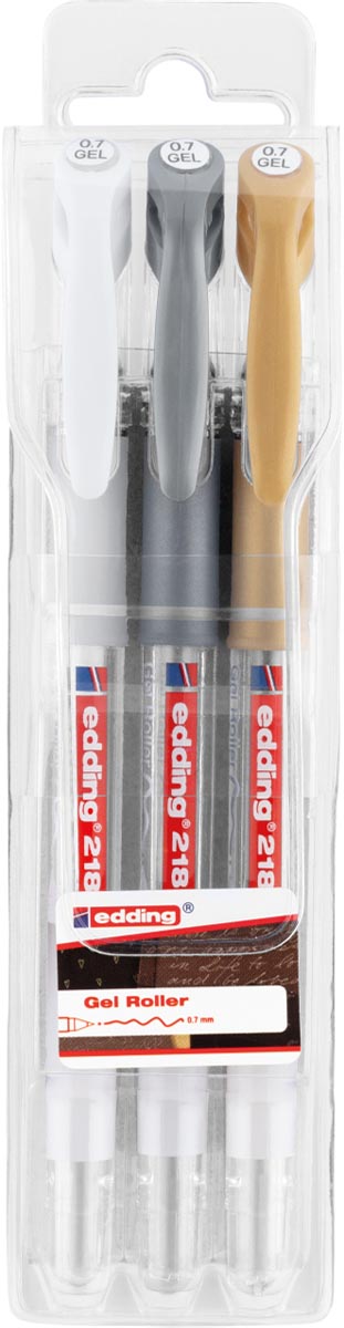 Edding gelroller 2185, etui met 3 stuks in geassorteerde kleuren
