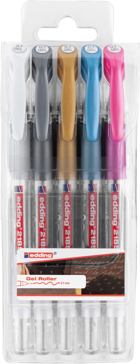 Edding gelroller 2185, etui met 5 stuks in geassorteerde kleuren afbeelding