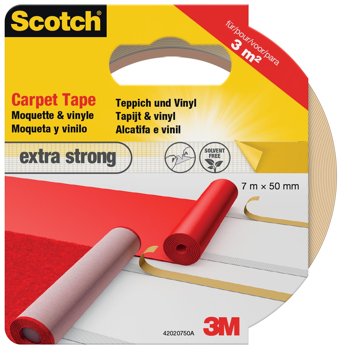 Scotch extra sterke tapijttape, ft 50 mm x 7 m, blisterverpakking afbeelding