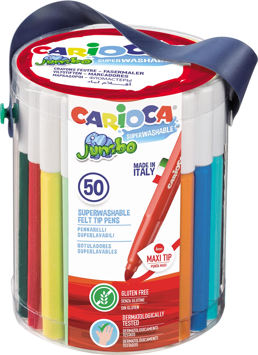 Carioca viltstift Jumbo, 50 stiften in een plastic pot afbeelding