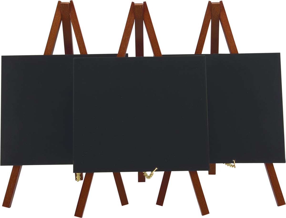 Securit tafelkrijtbord Mini, ft 24 x 15 cm, mahonie, pak van 3