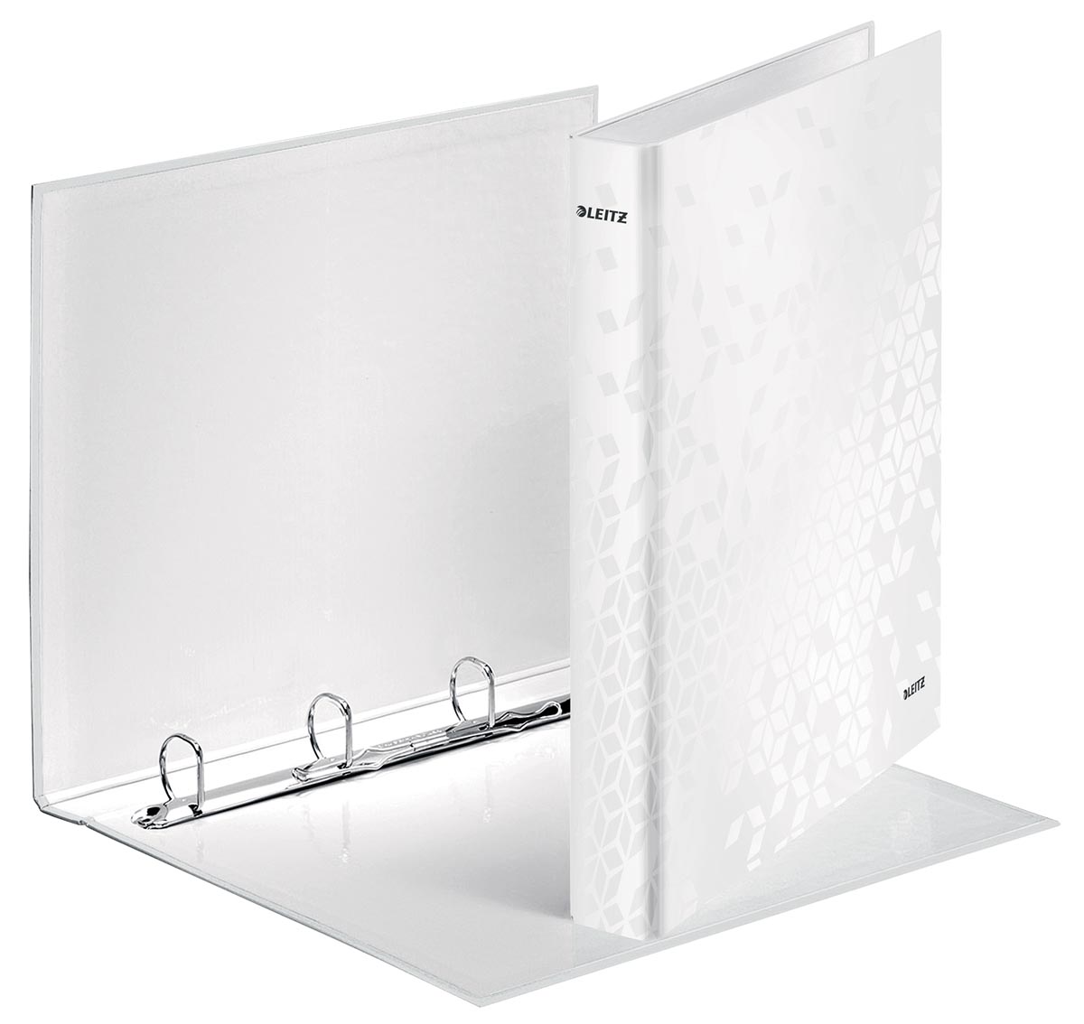 Leitz WOW gelamineerde ringmap, 4 D-ringen, rug van 4 cm, wit