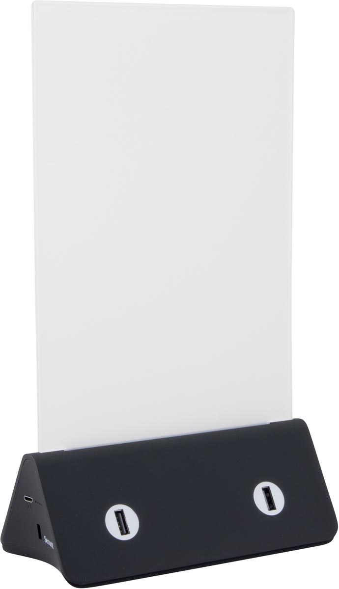 Securit folderhouder met geïntegreerde powerbank en USB-kabel