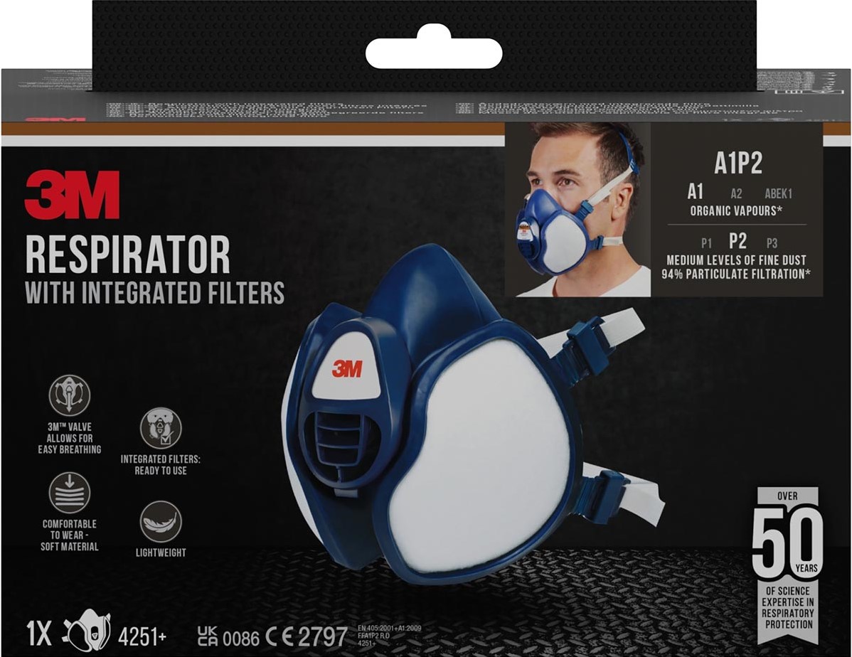 3M mondmasker met geïntegreerde filters, herbruikbaar, biedt A1P2 ...