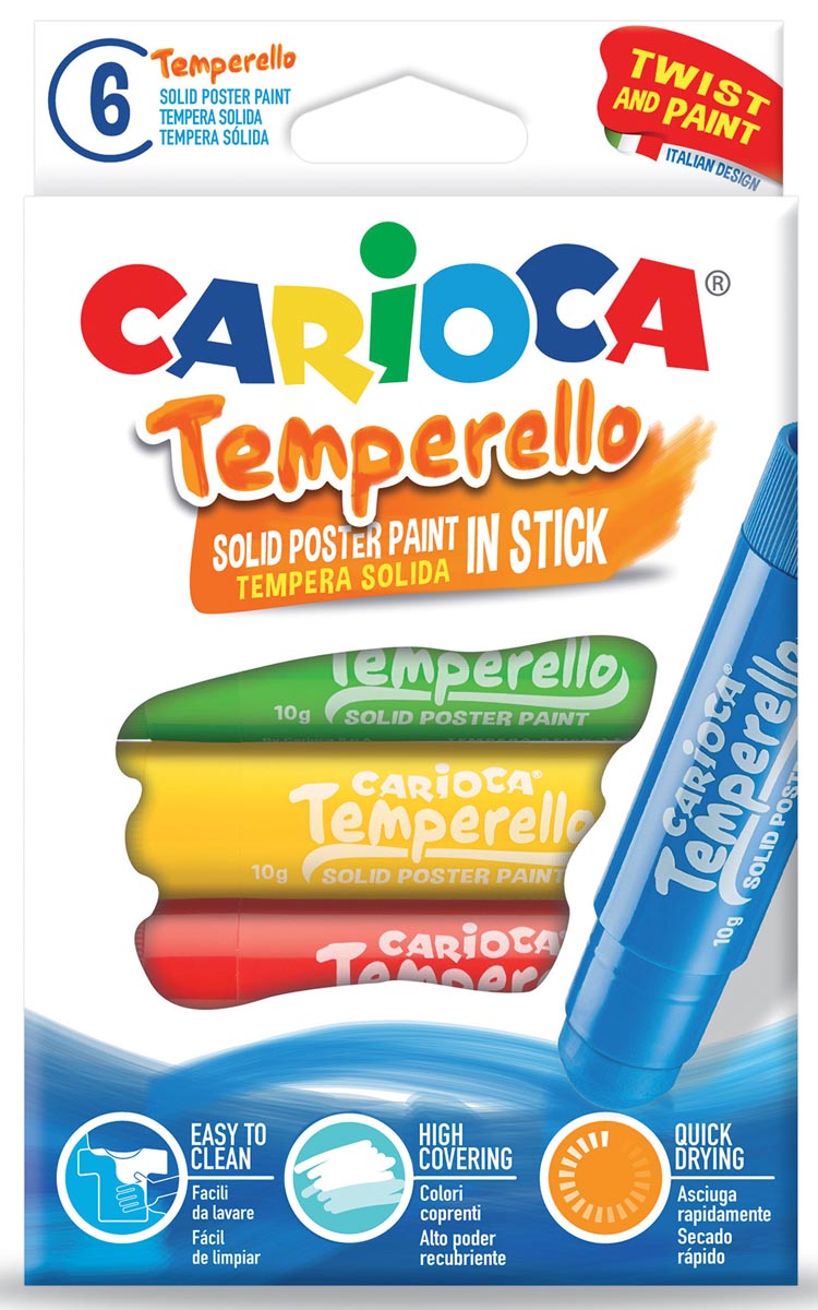 Carioca plakkaatverfstick Temperello, kartonnen etui van 6 stuks Carioca plakkaatverfstick Temperello, kartonnen etui van 6 stuks