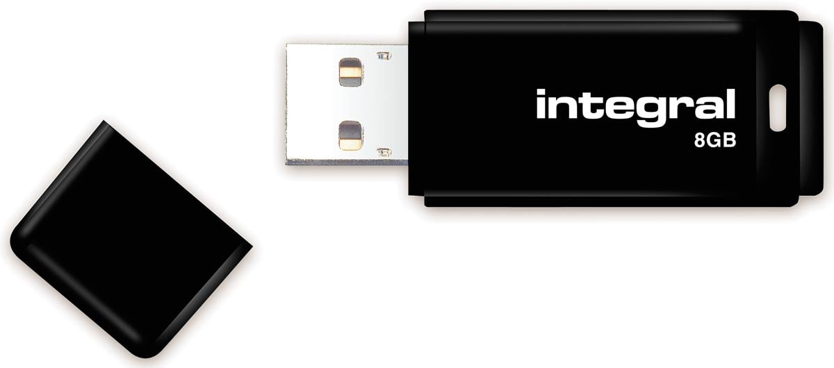 Integral USB 2.0 stick, 8 GB, zwart
