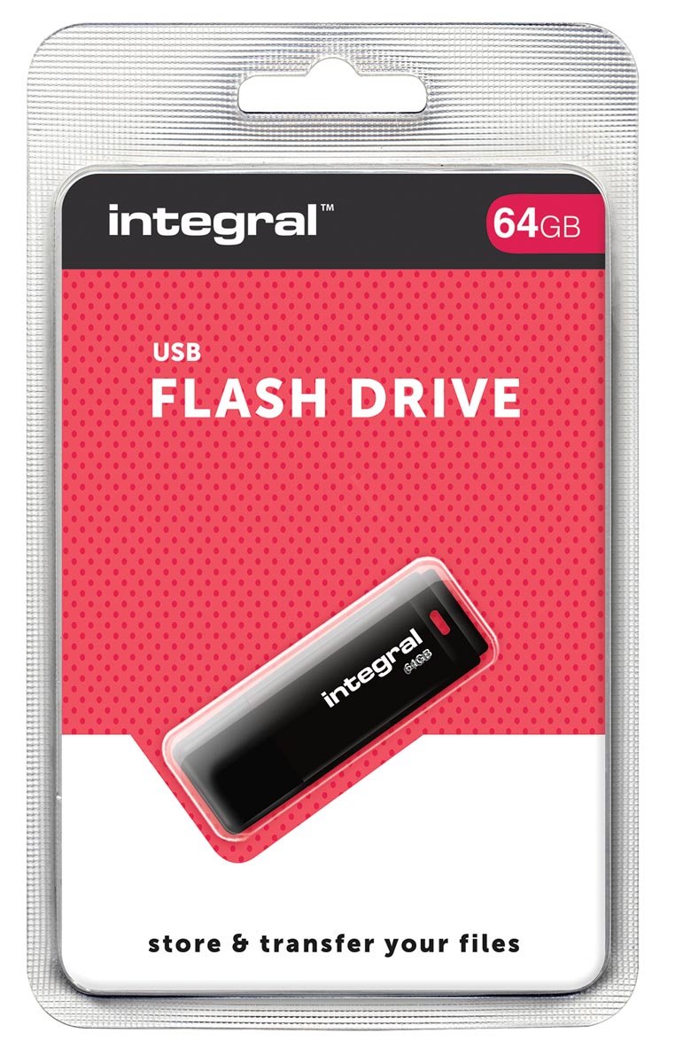 Integral USB 2.0 stick, 64 GB, zwart afbeelding
