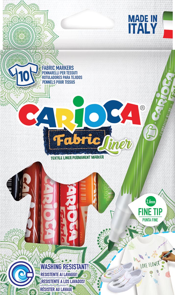 Carcioca textielstift Fabricliner, doos van 10 stuks in geassorteerde kleuren afbeelding