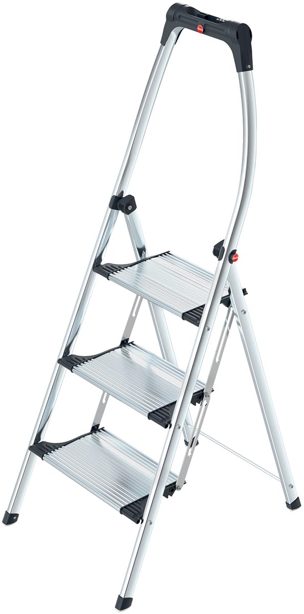 Hailo trapladder Comfort Plus, 3 treden, grijs Hailo trapladder Comfort Plus, 3 treden, grijs