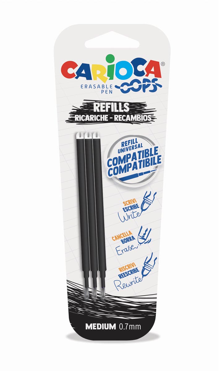 Carioca Oops navulling, medium, zwart, blister van 3 stuks afbeelding