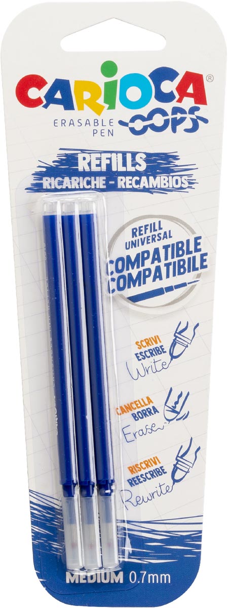 Carioca Oops navulling, medium, blauw, blister van 3 stuks afbeelding