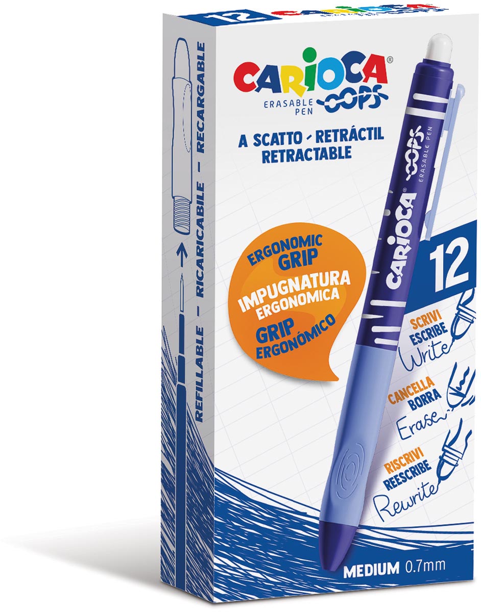Carioca gelroller Oops, medium, uitwisbaar, doos van 12 stuks, blauw afbeelding