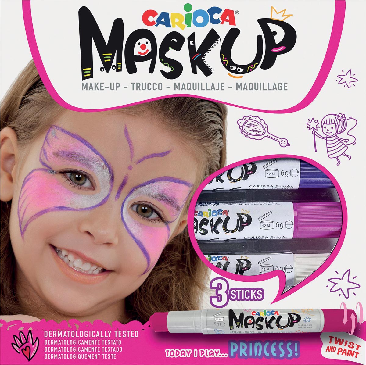 Carioca maquillagestiften Mask Up Princess, doos met 3 stiften afbeelding