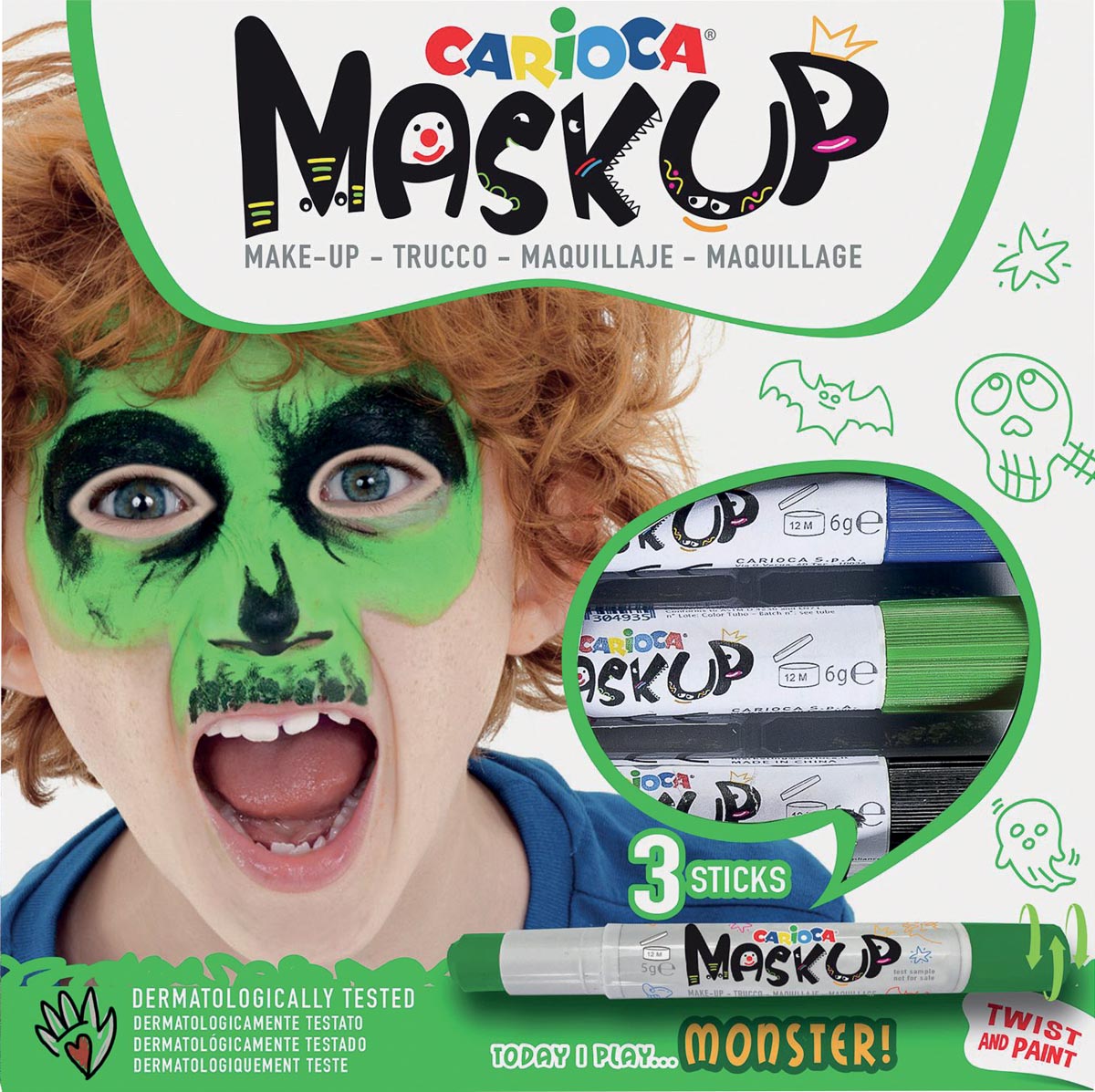 Carioca maquillagestiften Mask Up Monster, doos met 3 stiften Carioca maquillagestiften Mask Up Monster, doos met 3 stiften