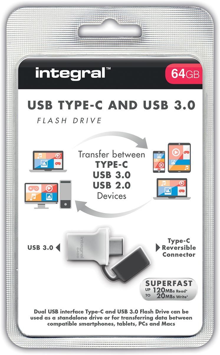 Integral Fusion USB 3.0 stick, 64 GB, zilver